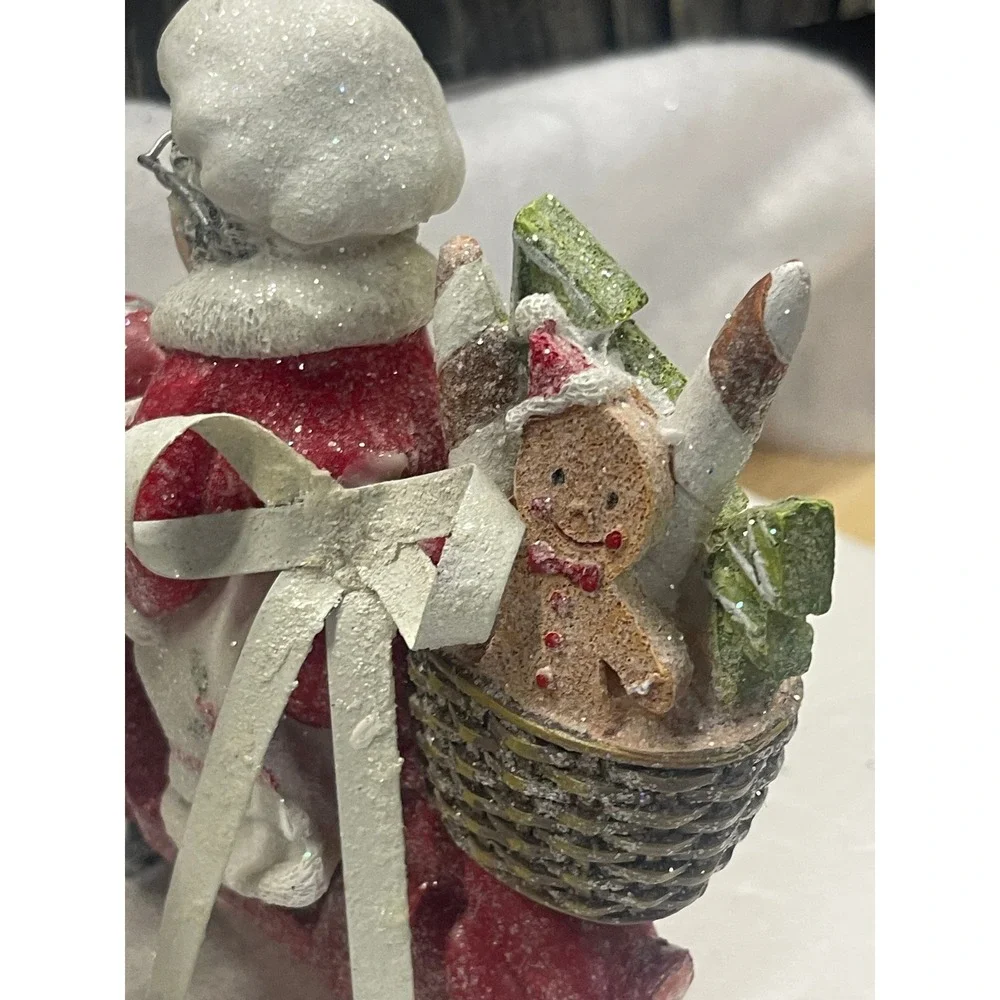 Valerie Parr Hill Santa and Mrs Claus Chef on Scooter Motorcycle Figurines Set